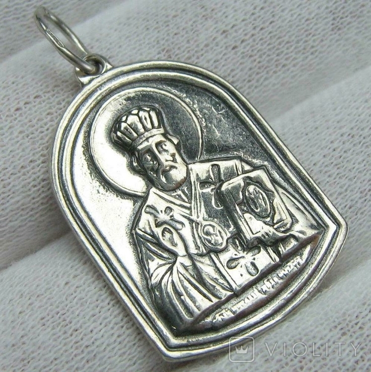 Серебряный Кулон Святой Николай Чудотворец Богородица Тверская Серебро 925 проба 914, фото №2