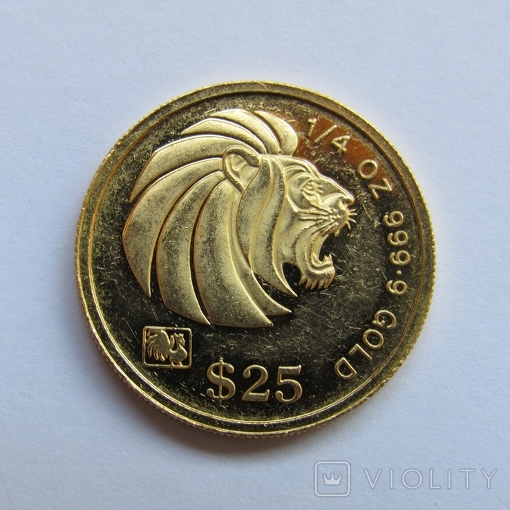 25 долларов 1993 г. Сингапур (1/4 oz 999,9), фото №2