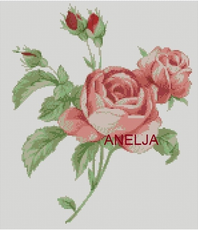 Схема для вышивки крестом - Нежная роза, фото №2