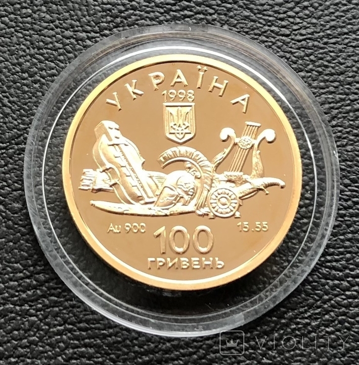 100 гривень 1998 рік. Енеїда. Золото 15,55 грам. № 0002, фото №7