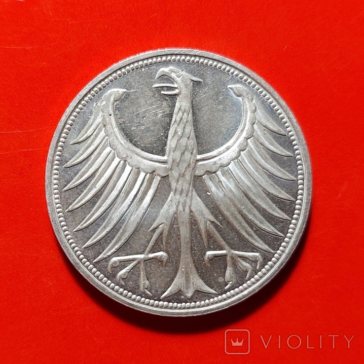 5 марок 1974 г. F - двор Штутгарт, фото №2