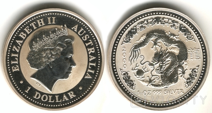 Австралия 1 доллар год дракона 2000