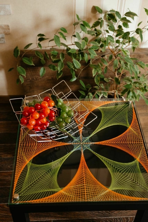 Журнальный столик в стиле String art ручной работы, фото №3