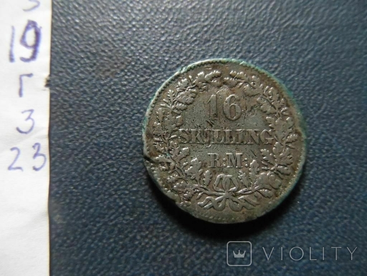 16 скиллингов 1857 серебро Дания, фото №4
