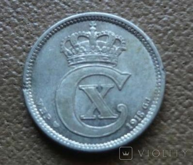 10 эре 1918 Дания серебро, фото №3
