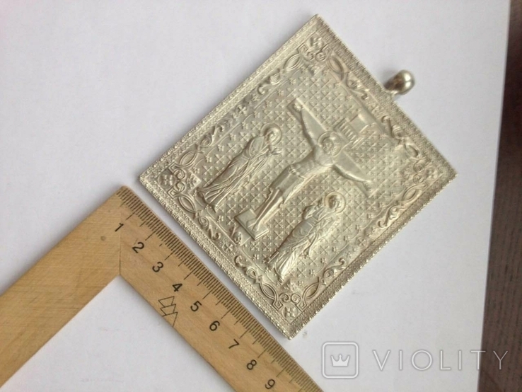 Копия Панагия Икона Серебро 84 проба Вес-157 грамм, фото №5