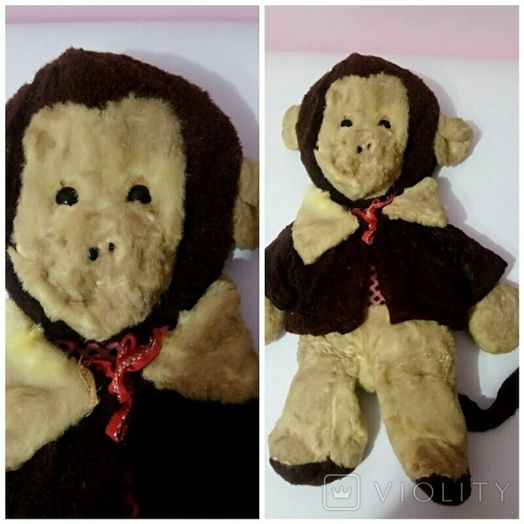  Антикварная обезьяна в одежде игрушка СССР, фото №2