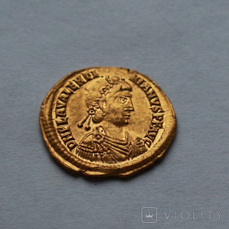 Солид Валентиниан III 425 - 455 год. Золото 4,09 г, фото №2