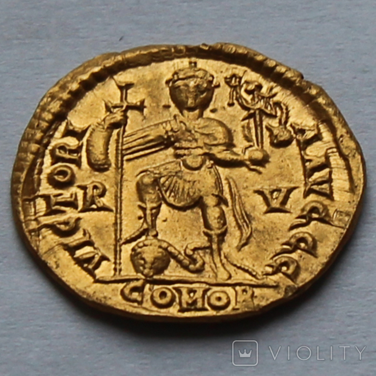Солид Валентиниан III 425 - 455 год. Золото 4,09 г, фото №3