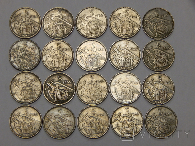 20 монет по 5 песет, Испания