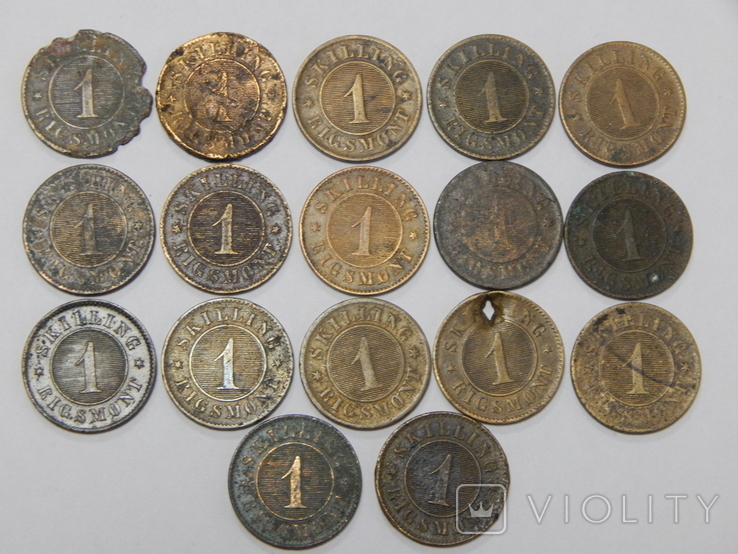 17 монет по 1 скиллингу, Дания
