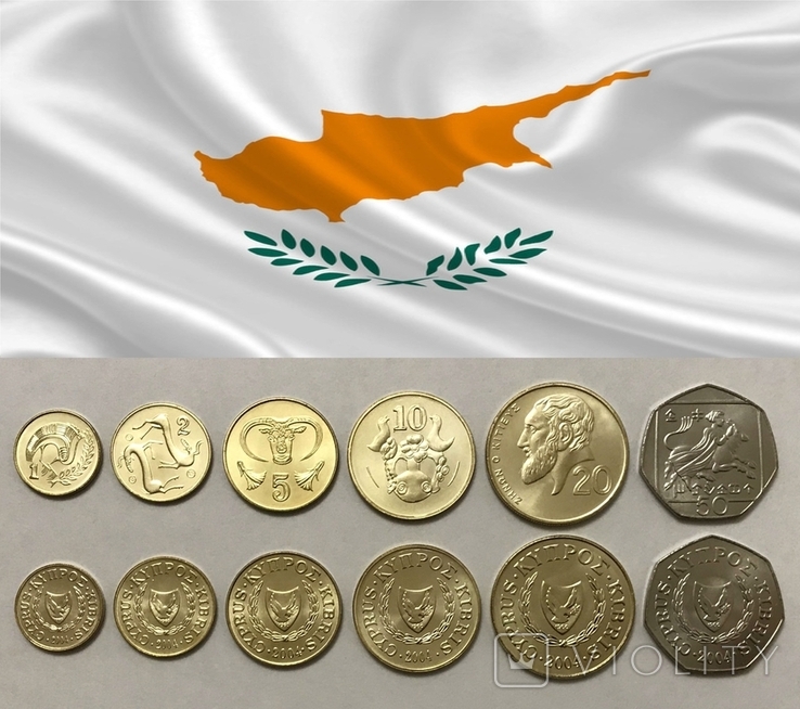 Кипр - Набор из 6 монет 2004 - 1 - 50 центов - UNC, фото №2