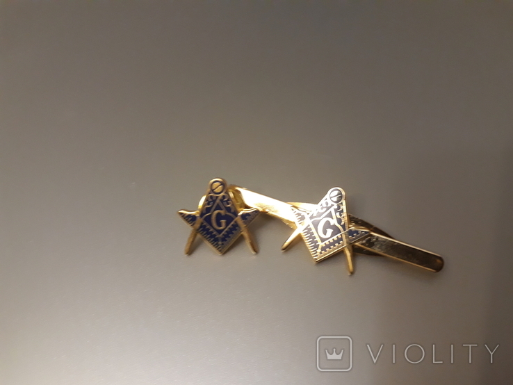 Зажим для галстука и значок с масонской символикой