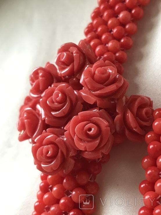 Комплект коралловые розы ручная работа, фото №5