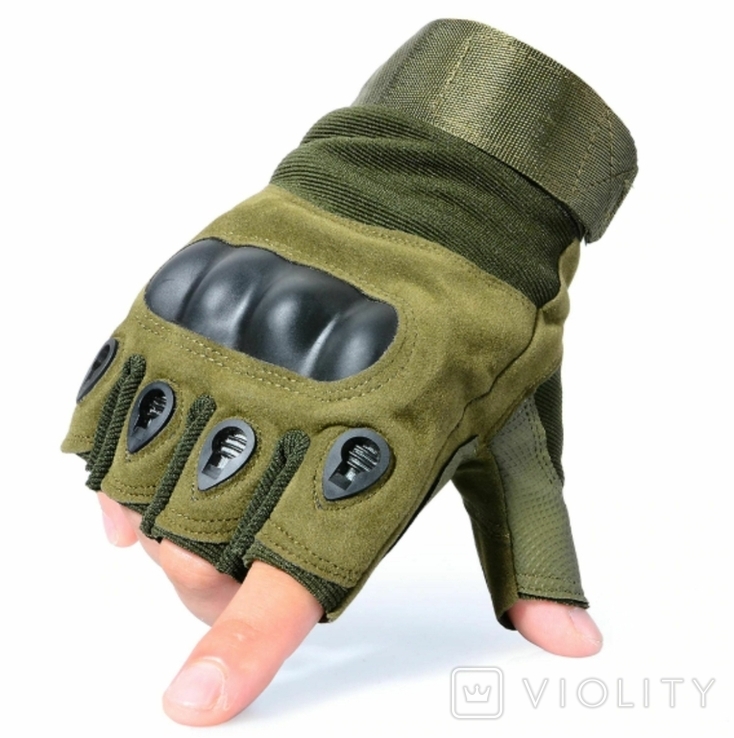 Тактические перчатки с открытыми пальцами GREEN