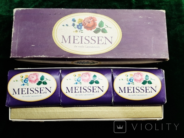 Мыло MEISSEN die weibe Lavendeclseife. Made in GDR 80% - 150 g белое лавандовое, фото №2