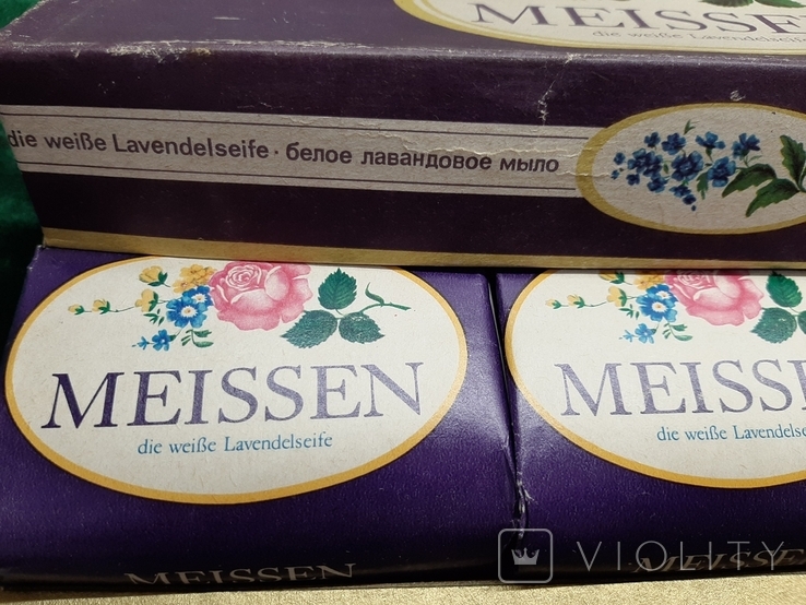 Мыло MEISSEN die weibe Lavendeclseife. Made in GDR 80% - 150 g белое лавандовое, фото №3