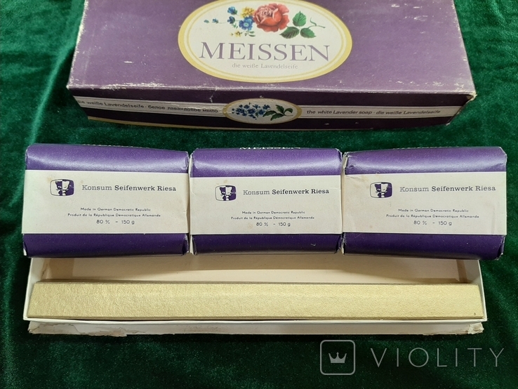 Мыло MEISSEN die weibe Lavendeclseife. Made in GDR 80% - 150 g белое лавандовое, фото №4