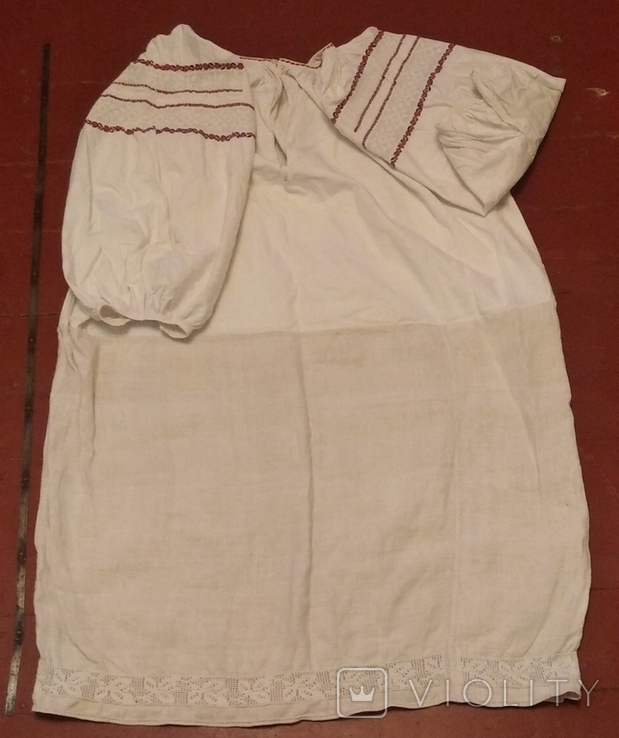  Черниговская сорочка сверху коленкор,низ полотно(выбита белым по белому)., фото №3