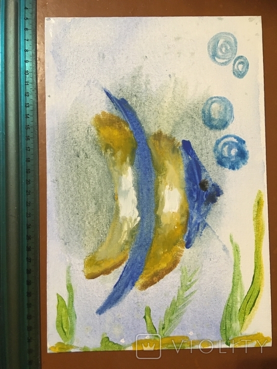 Рыба скалярия холст краски, фото №5