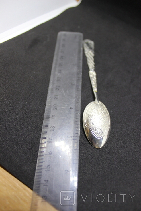 Серебрянная ложечка ручная работа  925 проба вес 19 .5 и13 см длинна, фото №8