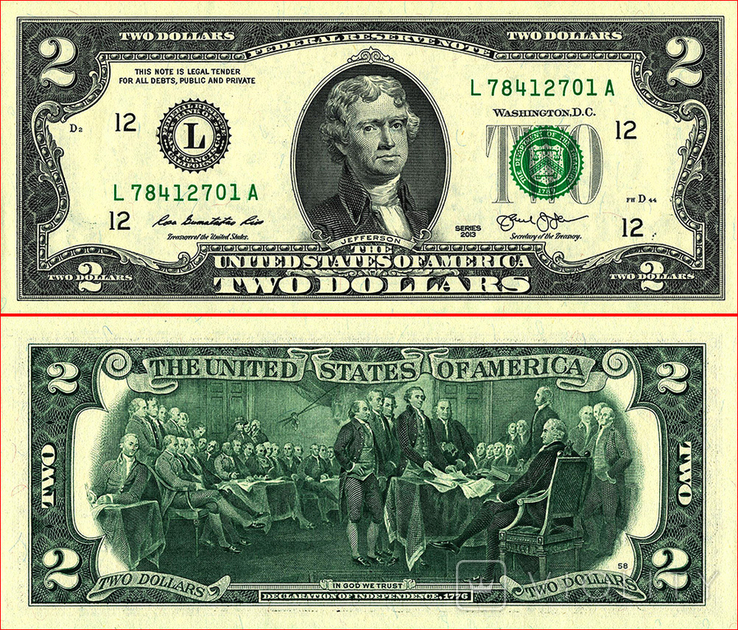 США, 2 доллара 2013 года UNC
