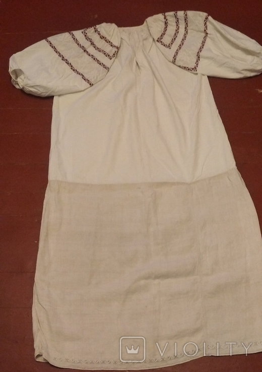 Сорочка выбита белым по белому.(сверху коленкор низ полотно), фото №2