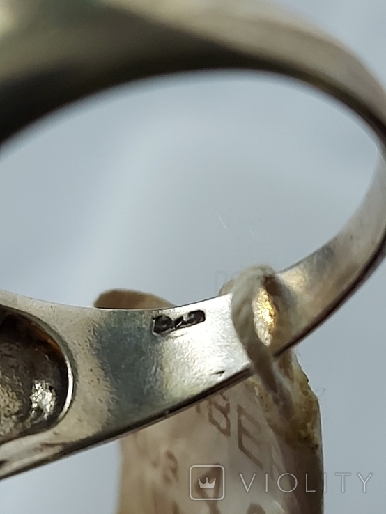 Красивое кольцо серебро 925 пробы Янтарь, фото №10