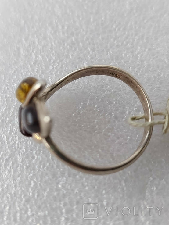 Кольцо серебро 925 пробы Янтарь, фото №10