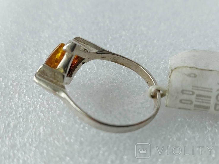 Кольцо серебро 925 пробы Янтарь, фото №8