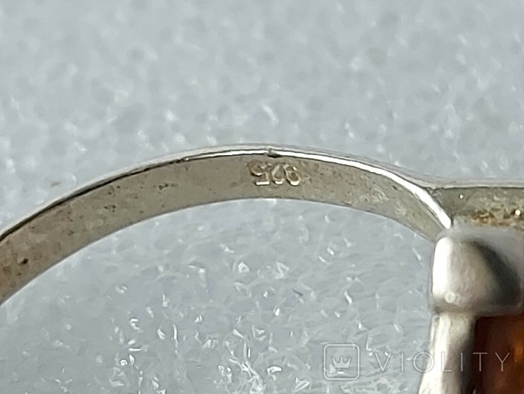 Кольцо серебро 925 пробы Янтарь, фото №10