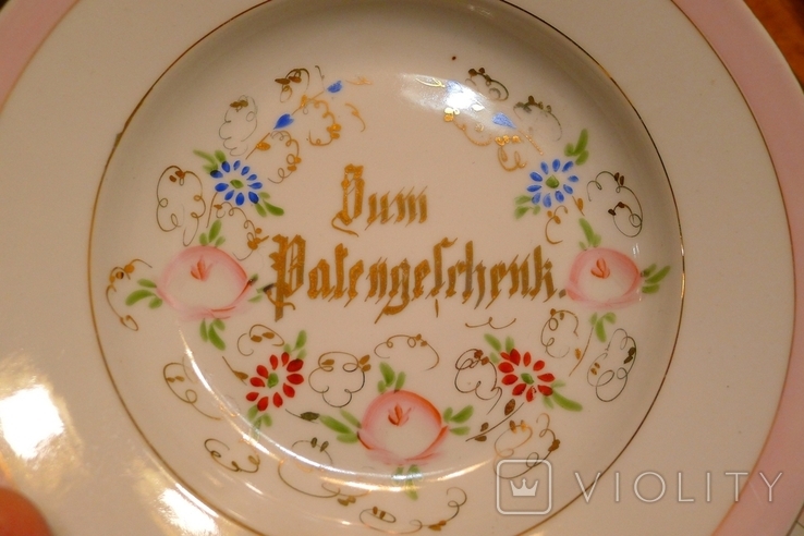 Немецкие старинные тарелки Zum Patengeschenk, фото №5