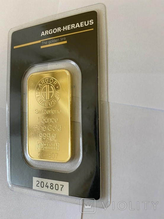 Золотой слиток  1 OZ  (31,1 грамм 999,9 ARGOR)