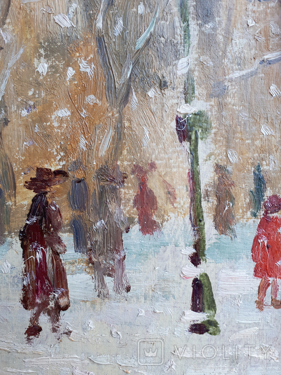 Картина "Снегопад. Одесса". Е.Н.Ткаченко(1923-2002). к/м. 1953г., фото №5