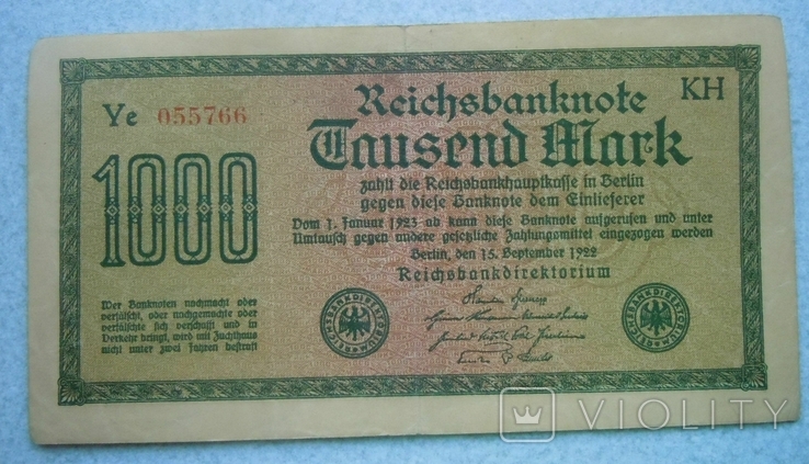 1000 марок 1922 года - Веймарская Республика