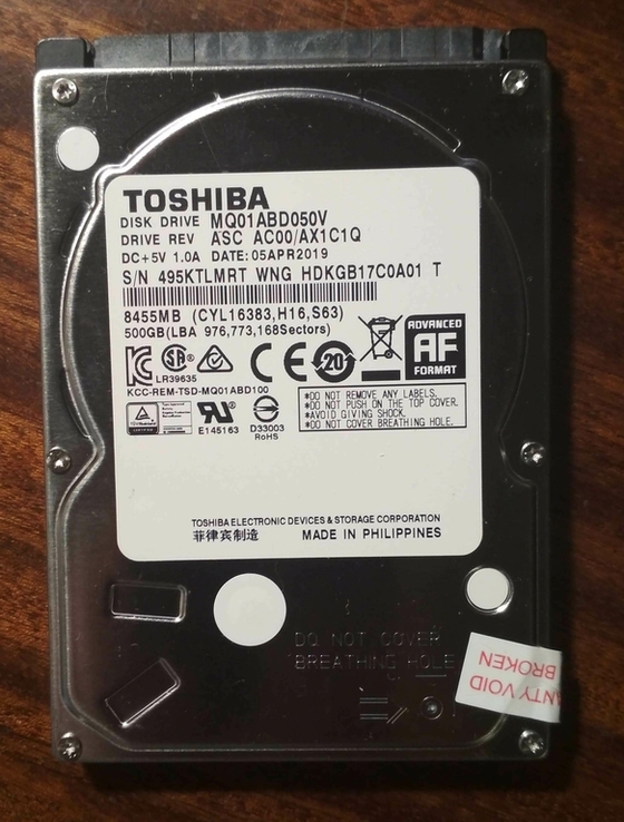 Жесткий диск 500GB SATA 2.5 Toshiba MQ01ABD050V №2