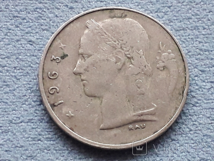 Бельгия 1 франк 1963 года, фото №3