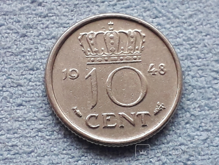 Нидерланды 10 центов 1948 года, фото №2