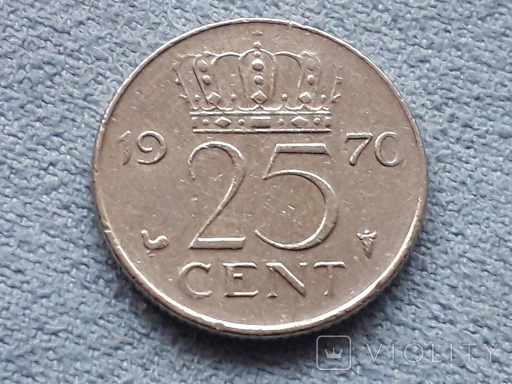 Нидерланды 25 центов 1970 года, фото №2