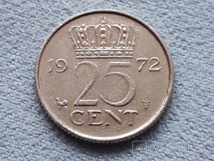 Нидерланды 25 центов 1972 года