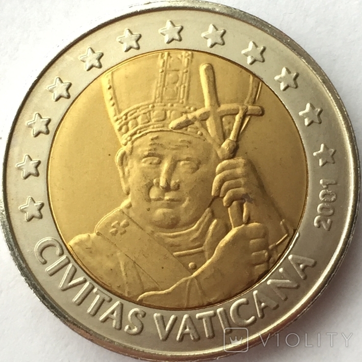 2 Евро 2001 Пробник, Ватикан Папа Иоан ll, фото №2