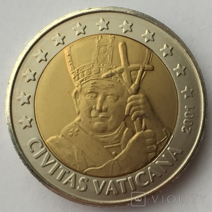2 Евро 2001 Пробник, Ватикан Папа Иоан ll, фото №4