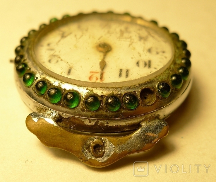 Старинные швейцарские часы с камнями на корпусе, фото №4