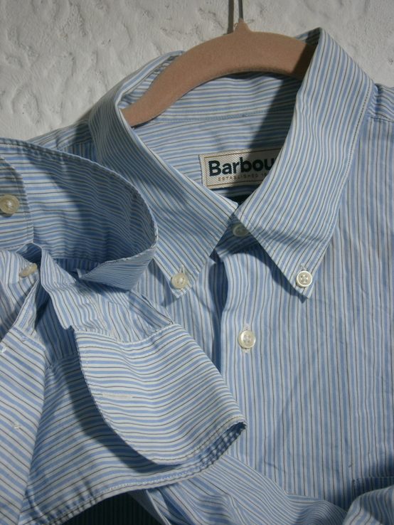 Barbour винтаж Рубашка полоска хлопок длинный рукав 50 52 54, фото №3