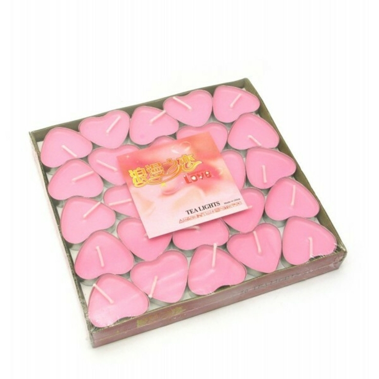 Свечи "Сердечки" розовые (набор 50 штук)