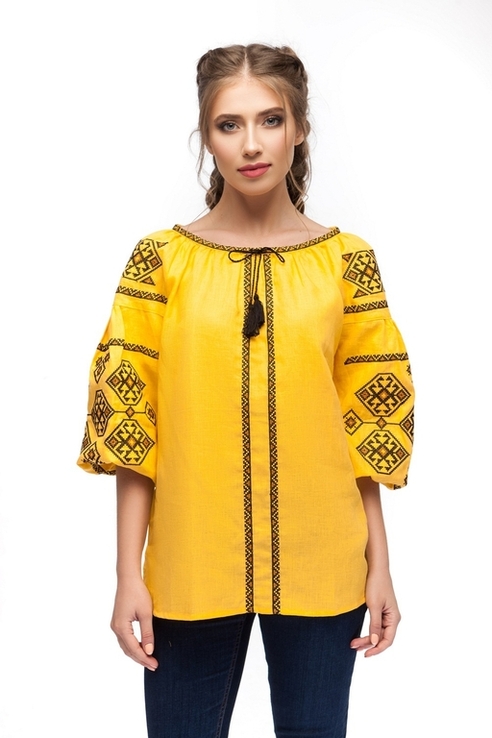 Блуза жіноча Світодара (льон жовтий), фото №2