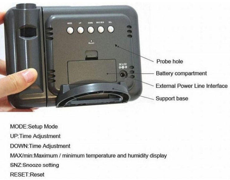 Настольные часы, метеостанция с проектором времени, фото №6