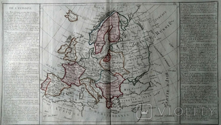 1780 Европа (большая карта 58 x 42 Верже) СерияАнтик
