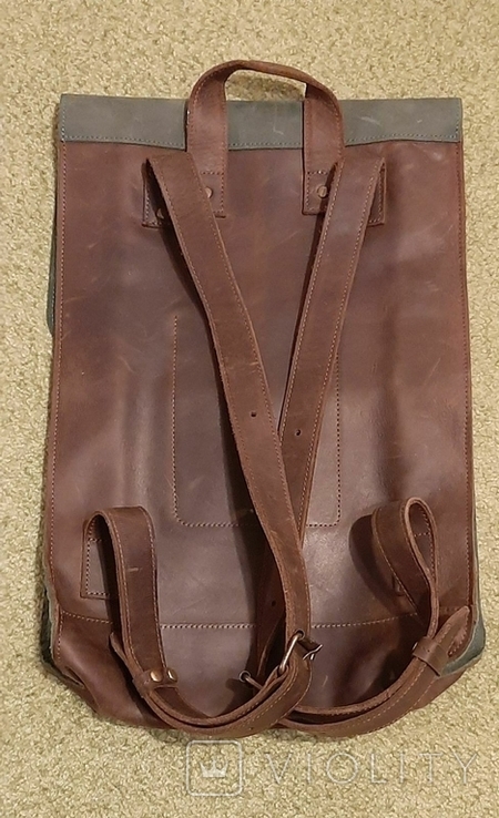 Рюкзак унисекс из натуральной кожи Crazy Horse, винтажный, фото №7