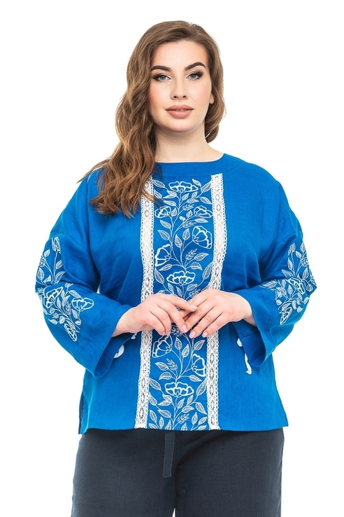 Блуза жіноча елен (льон індіго), фото №2
